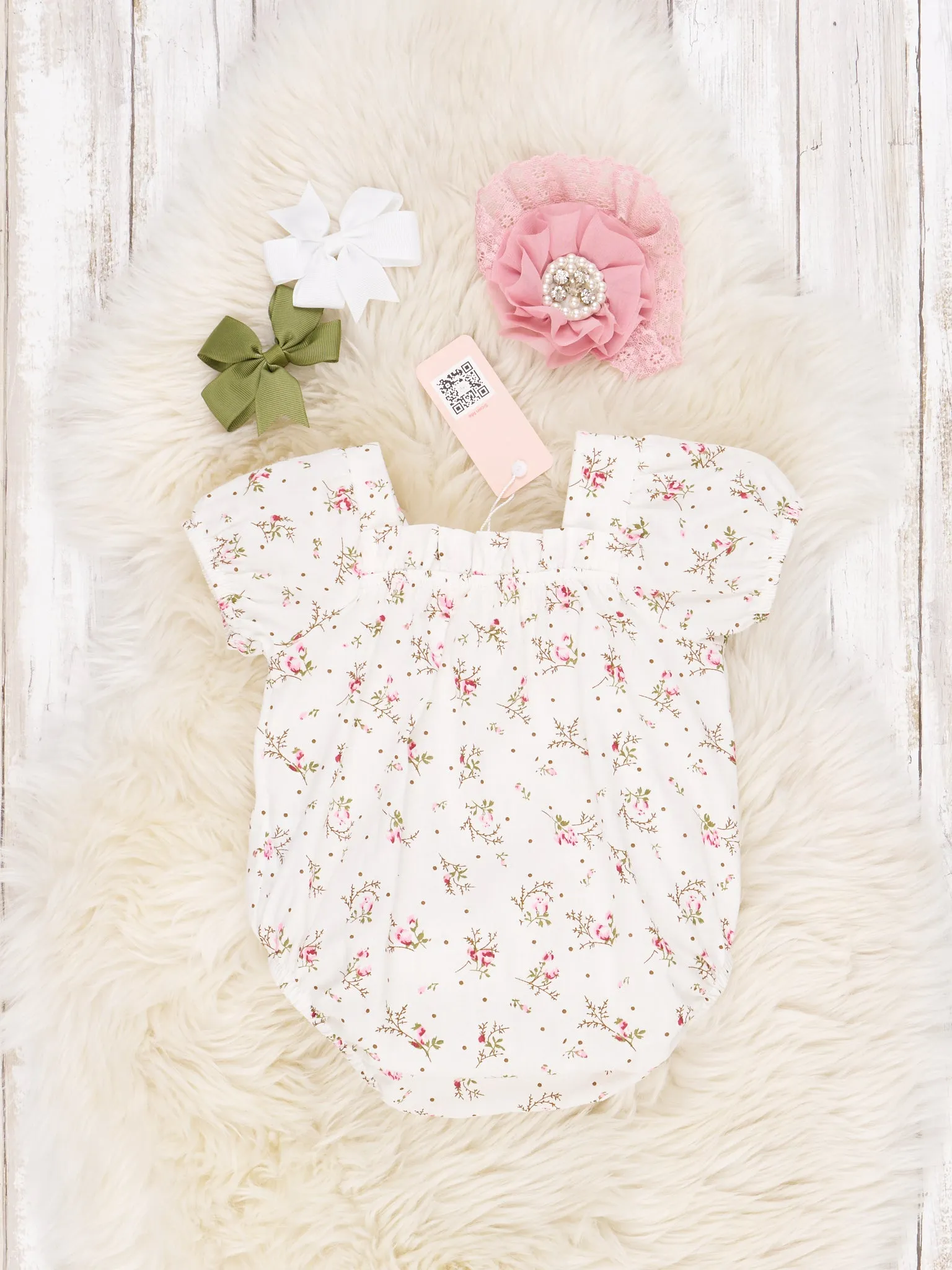Ivory Floral Ruffle Romper