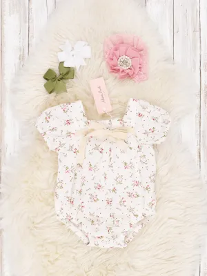 Ivory Floral Ruffle Romper