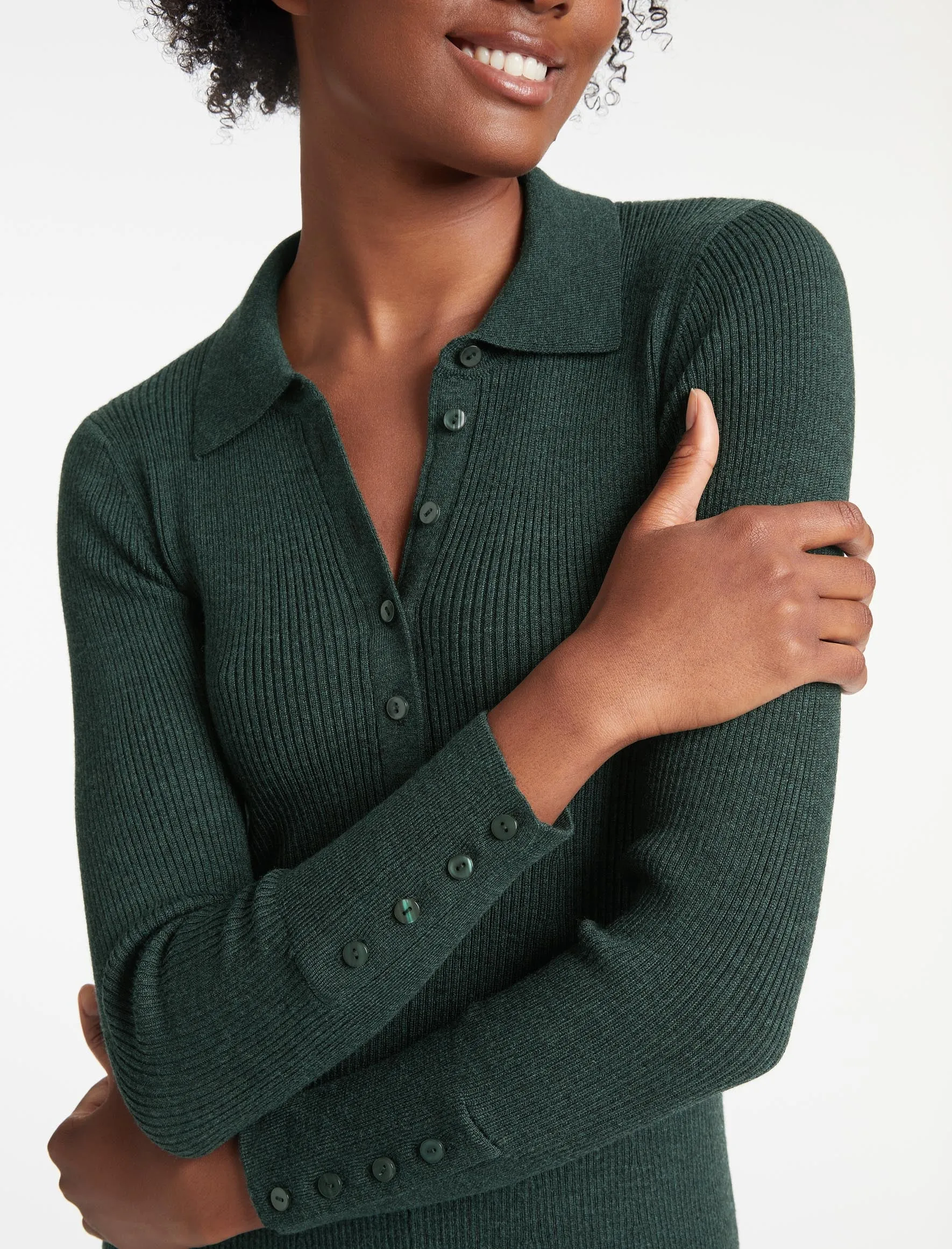 Josie Wool Knit Dress - Dark Green