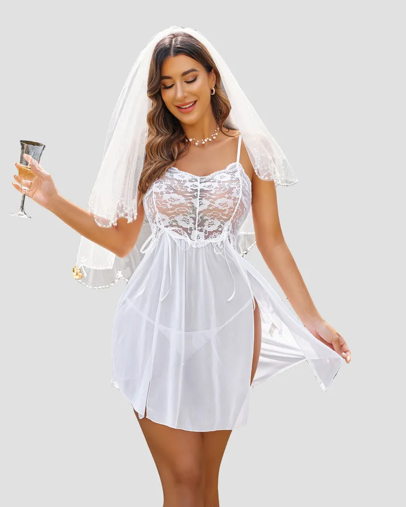 Lace Babydoll Dress Strap Sleepwear