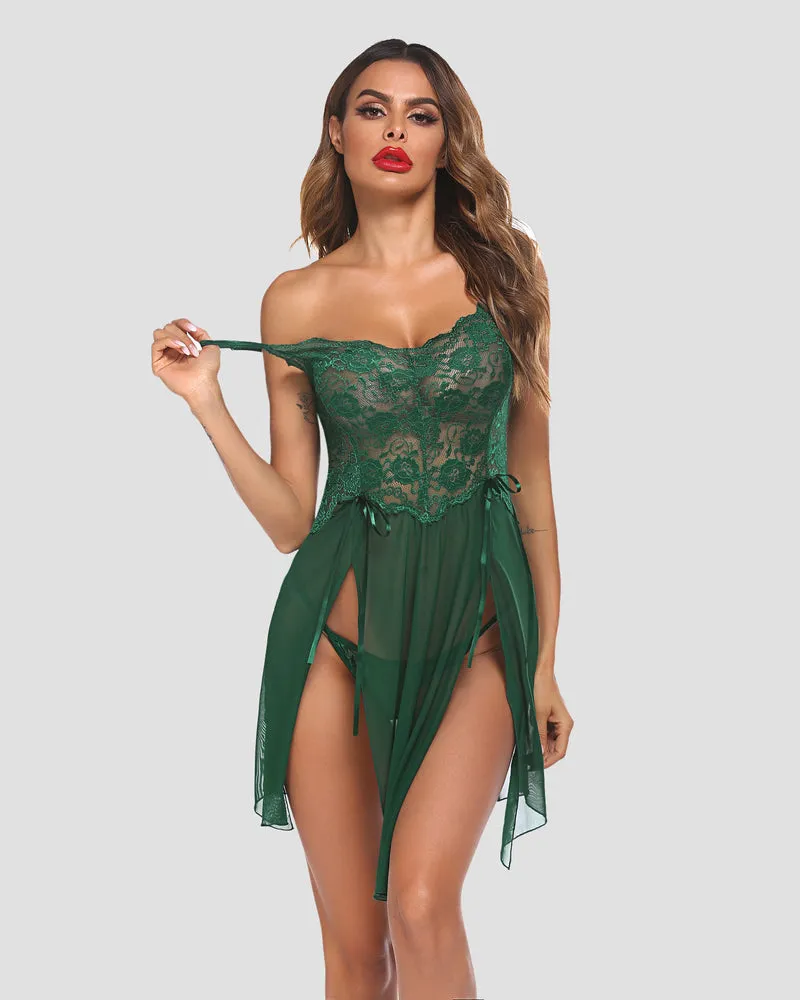 Lace Babydoll Dress Strap Sleepwear