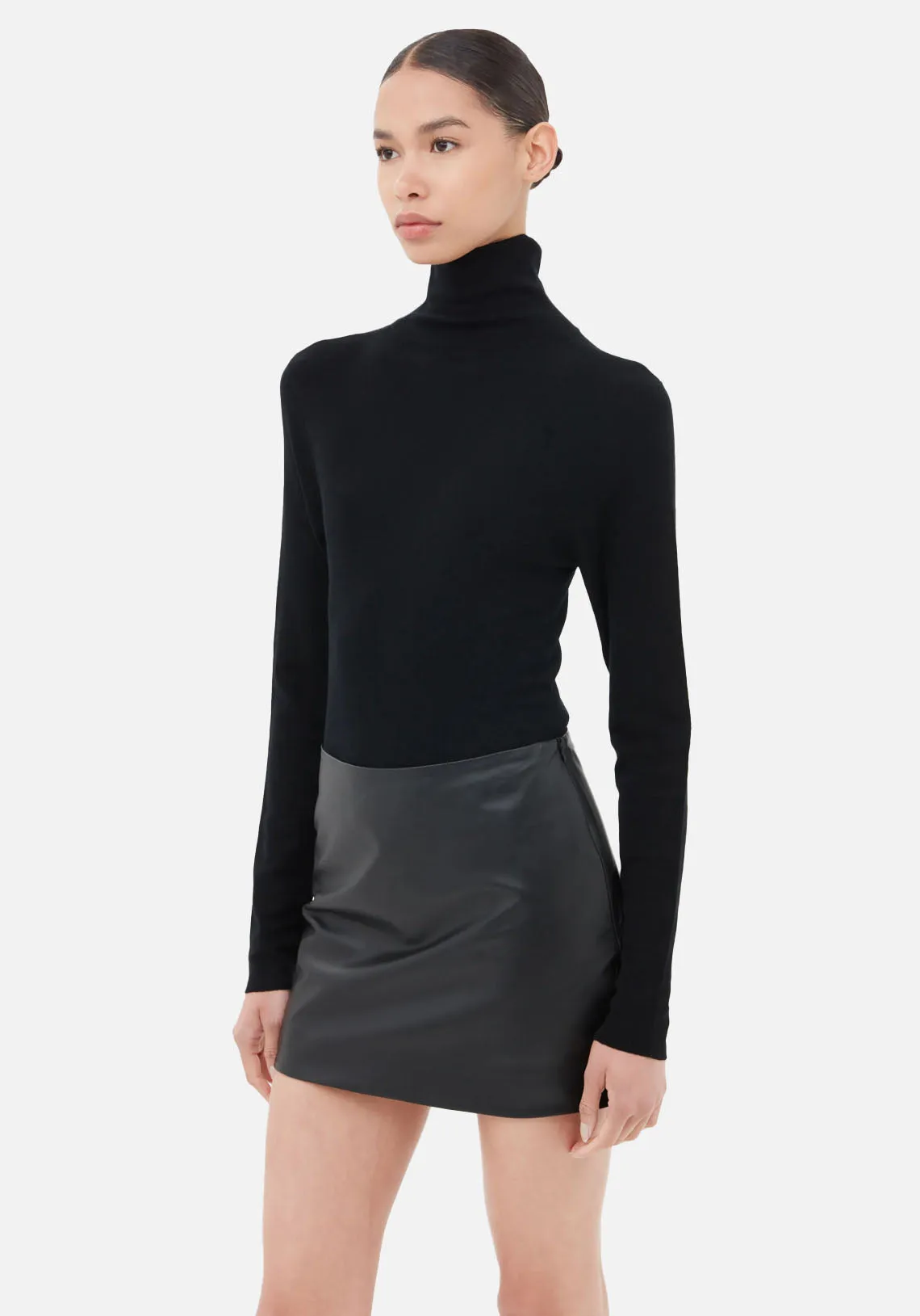 LEATHER MINI SKIRT BLACK