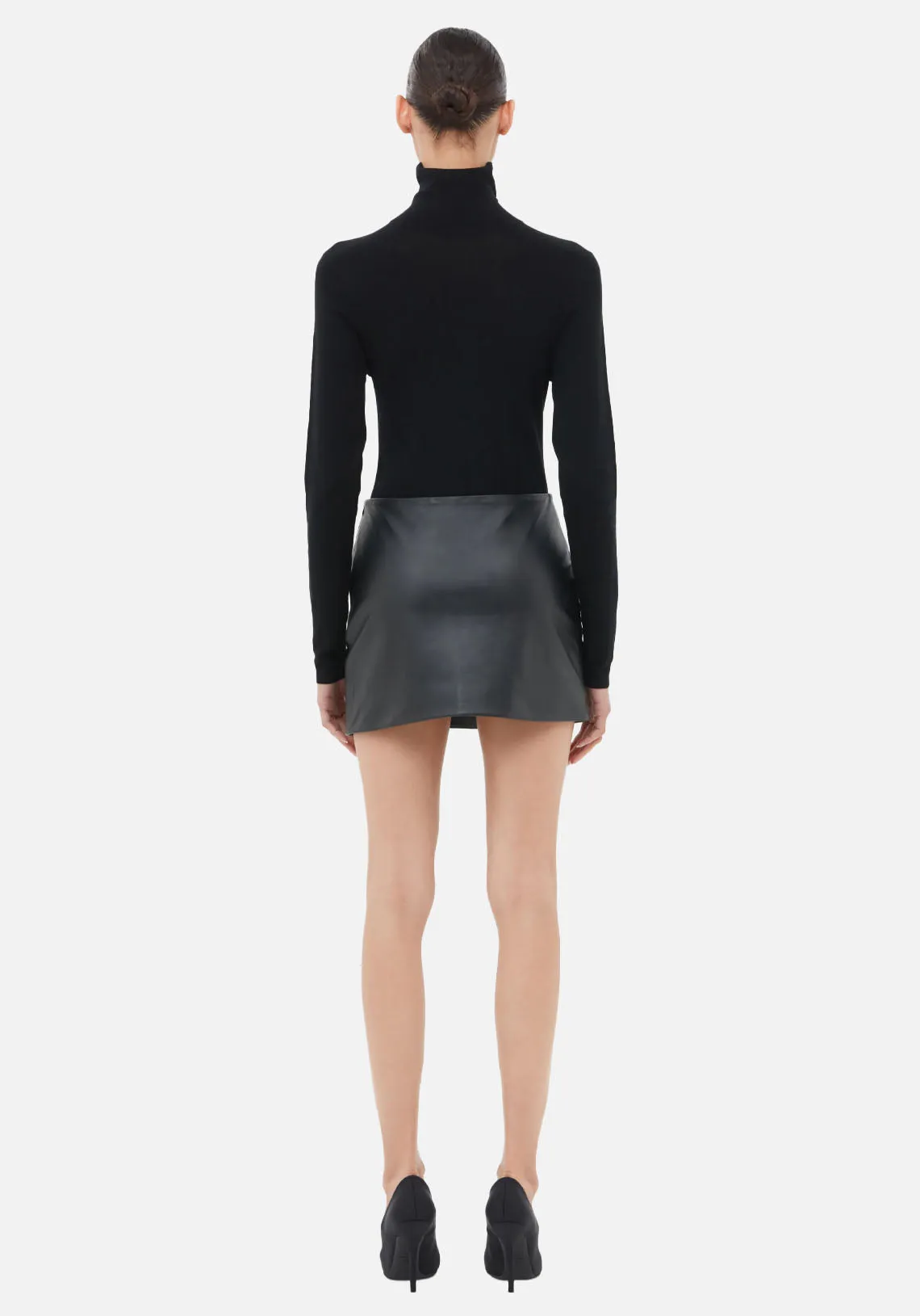 LEATHER MINI SKIRT BLACK