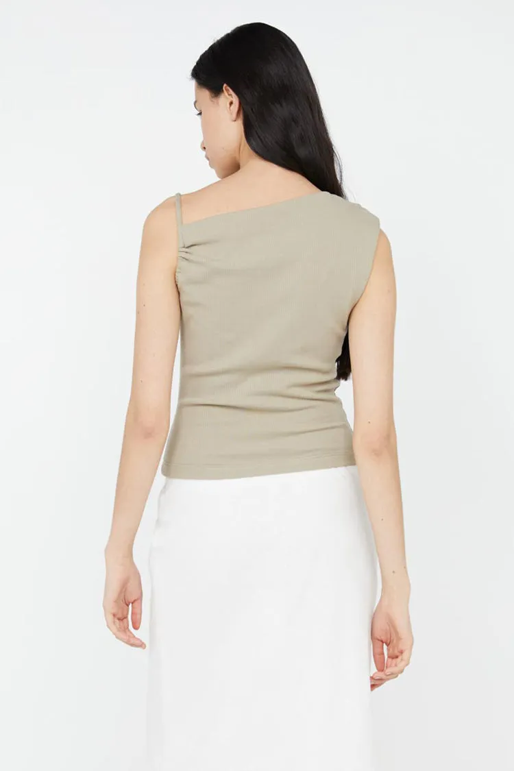 Leila Asym Tank in Taupe