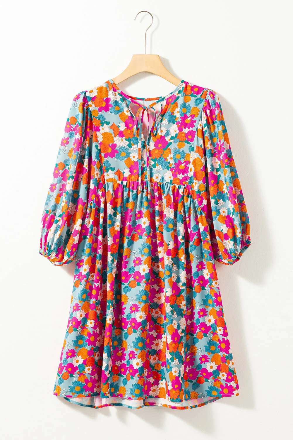 Lena Floral Bubble Sleeve Babydoll Dress
