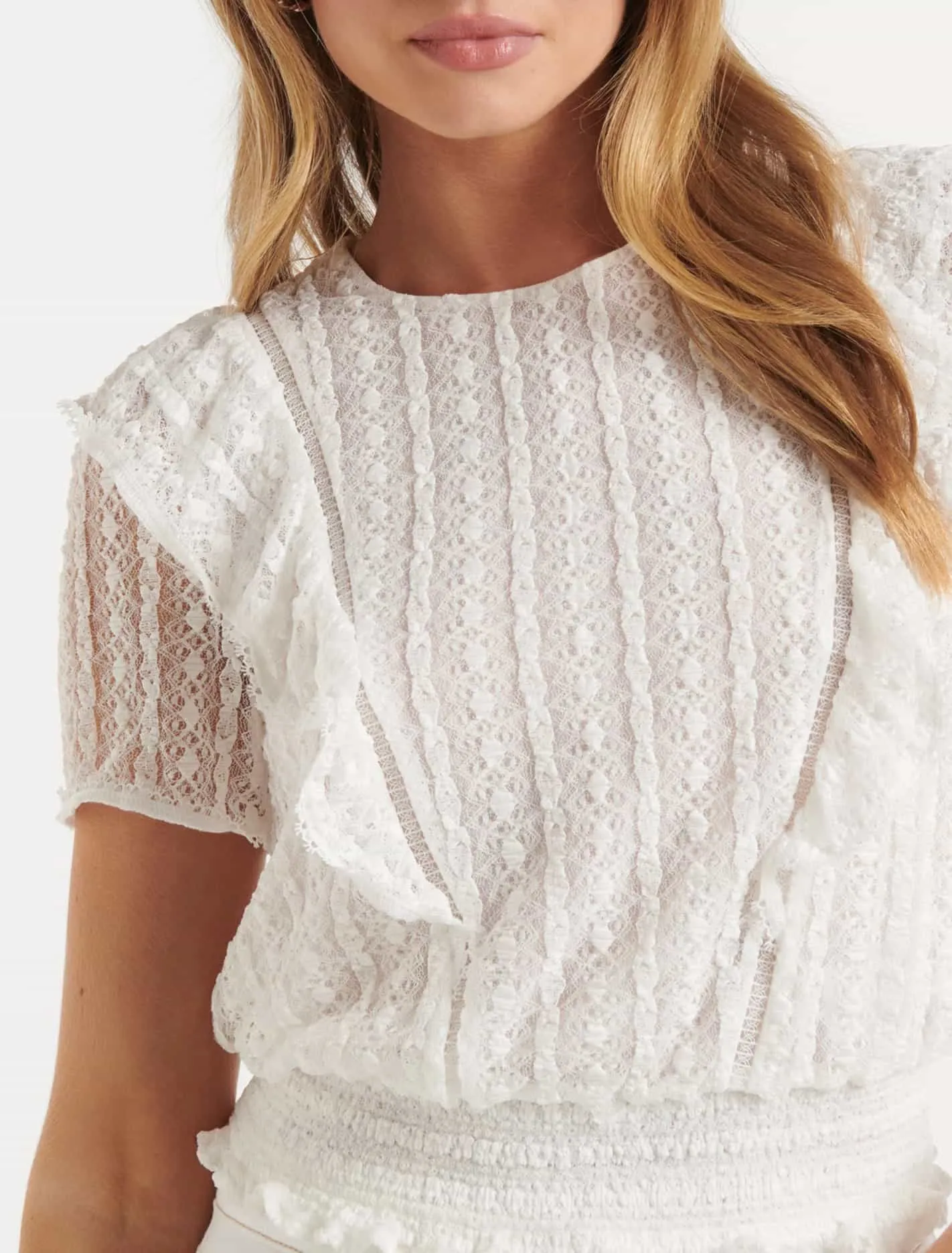 Lucinda Lace Trim Frill Top