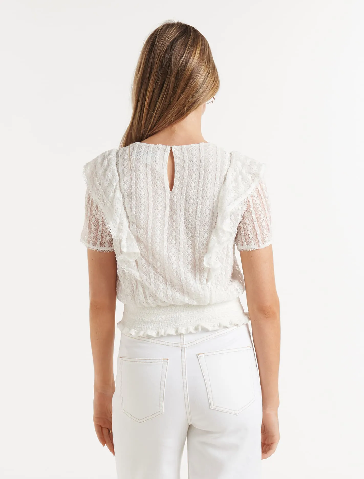Lucinda Lace Trim Frill Top