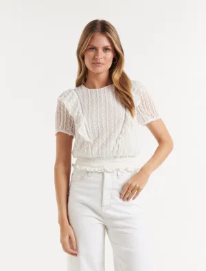 Lucinda Lace Trim Frill Top