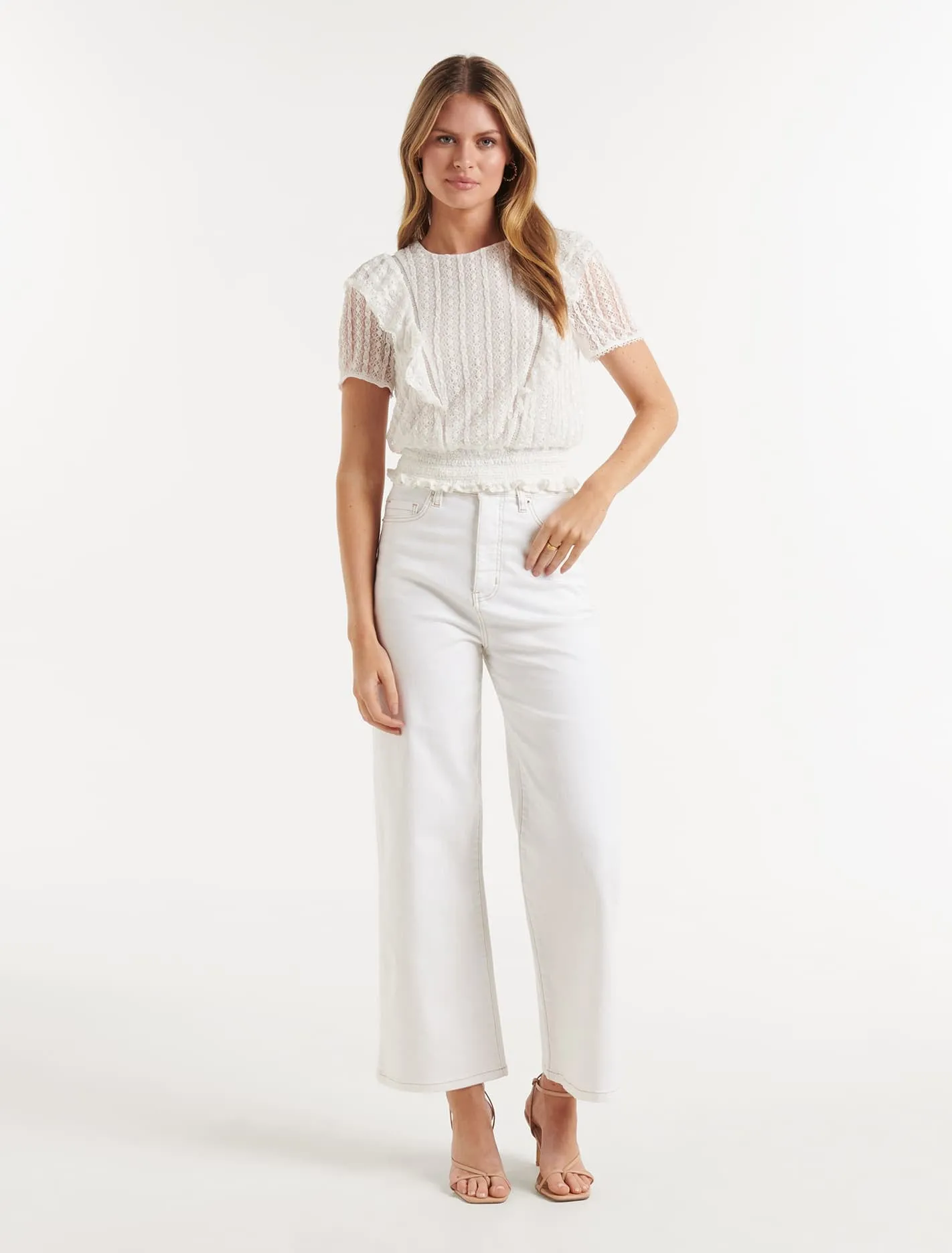 Lucinda Lace Trim Frill Top