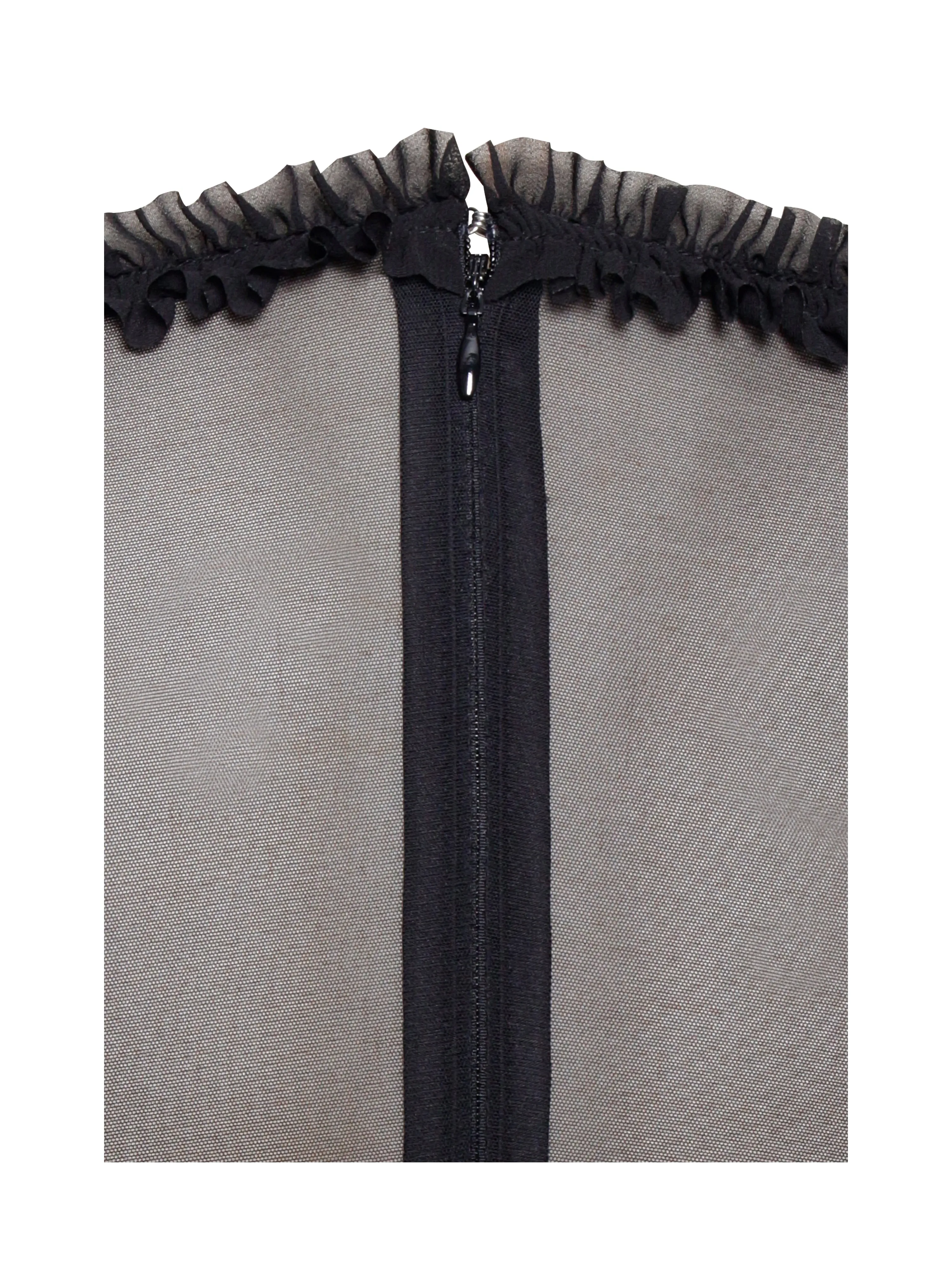 Maeve Black Velvet and Graceful Mesh Long Sleeve Maxi Dress