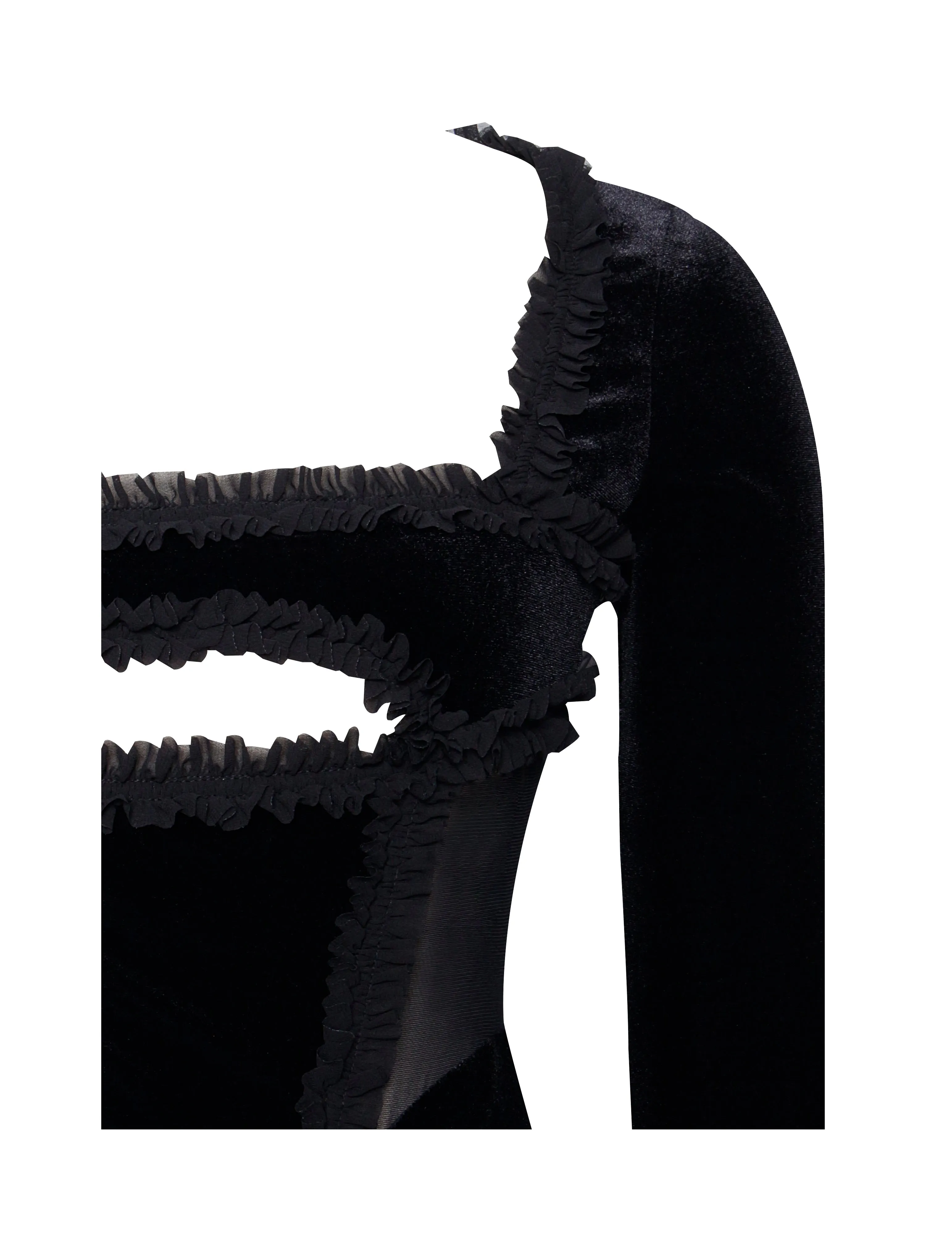 Maeve Black Velvet and Graceful Mesh Long Sleeve Maxi Dress