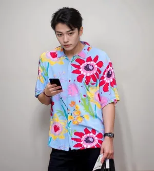 Men's CoolSky Sunflower All Over Printed Oversized Shirt