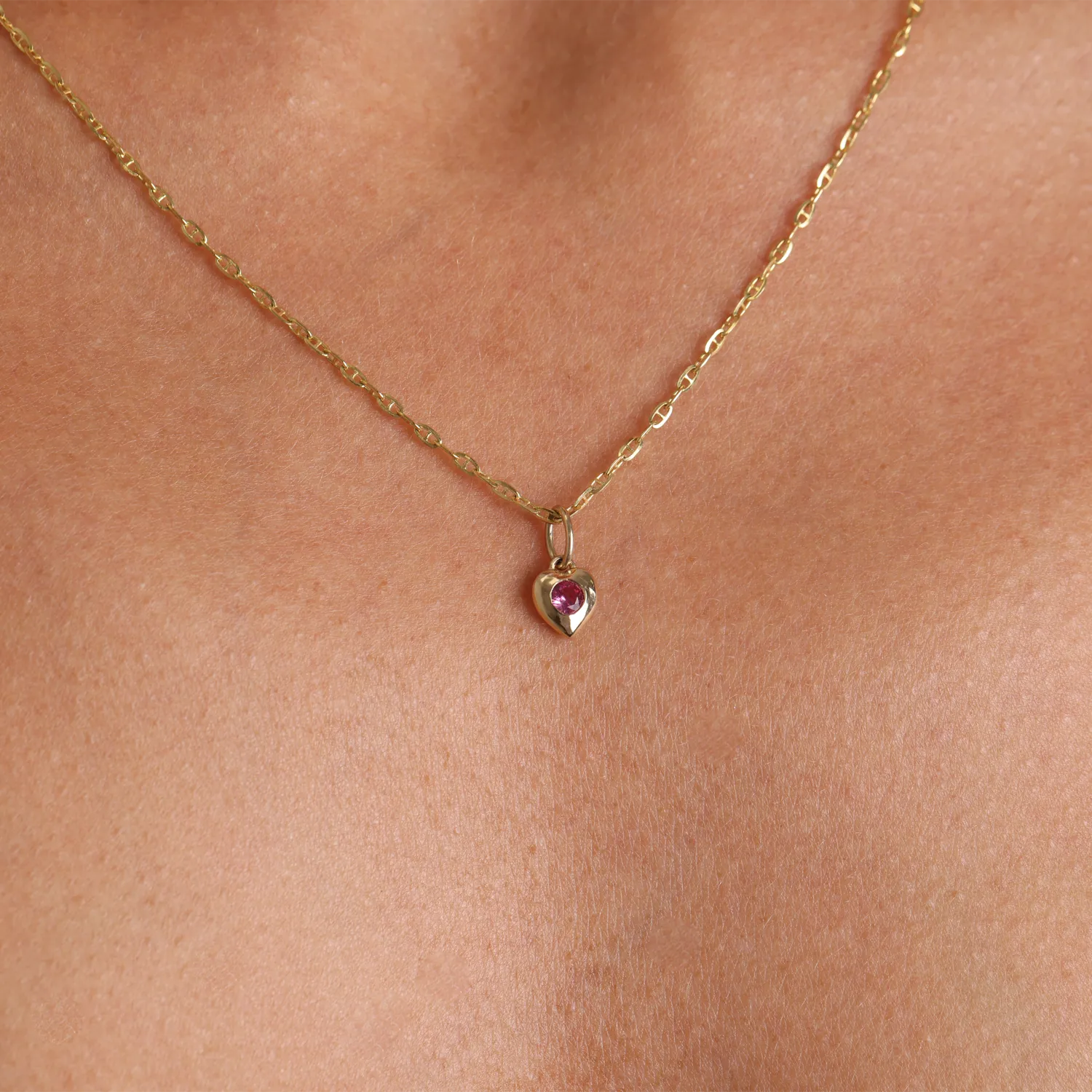 Mini Puff Heart Gemstone Charms