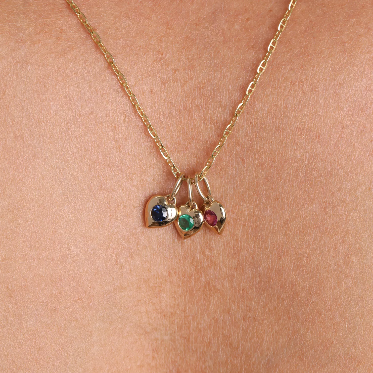 Mini Puff Heart Gemstone Charms