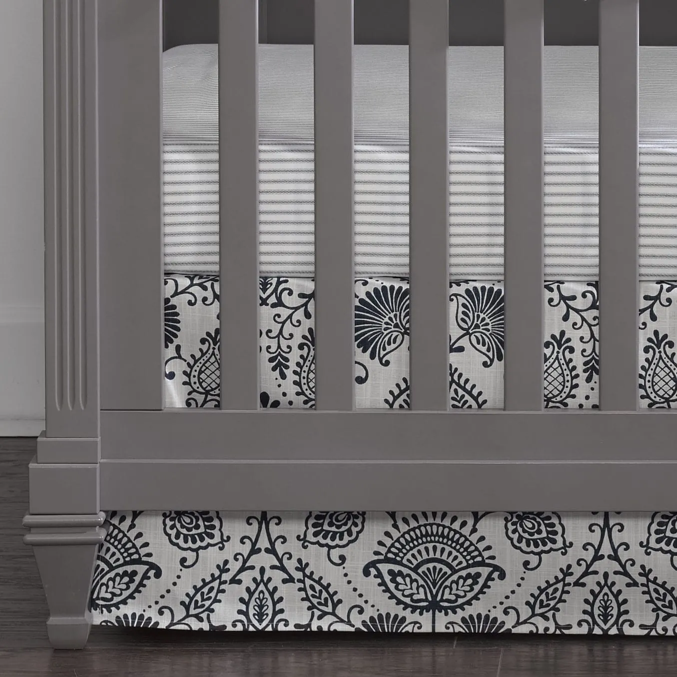 Modern Farmhouse Floral Crib Skirt 17" Drop