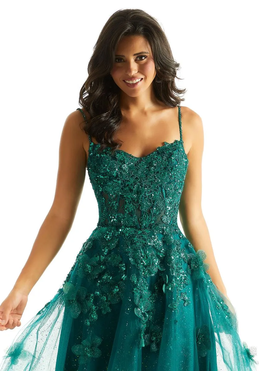 Morilee 3D Floral Lace-up Back Prom Dress 49049