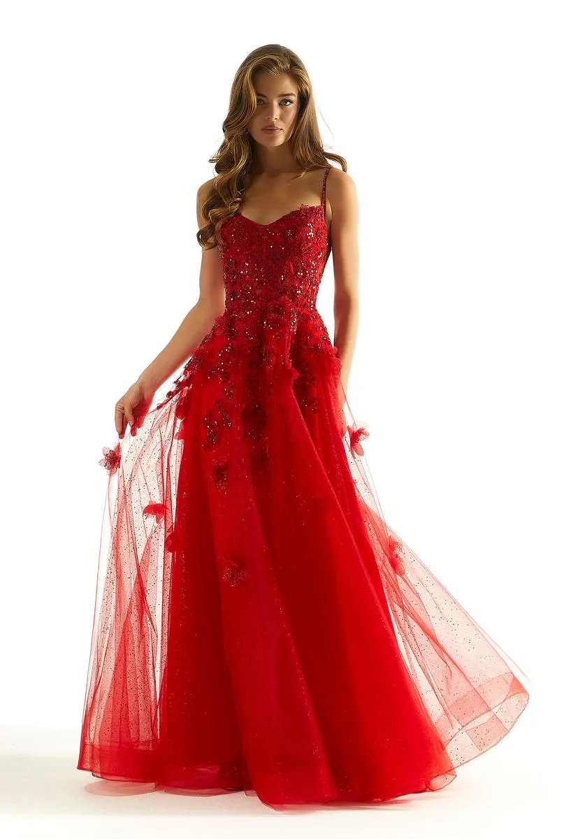 Morilee 3D Floral Lace-up Back Prom Dress 49049
