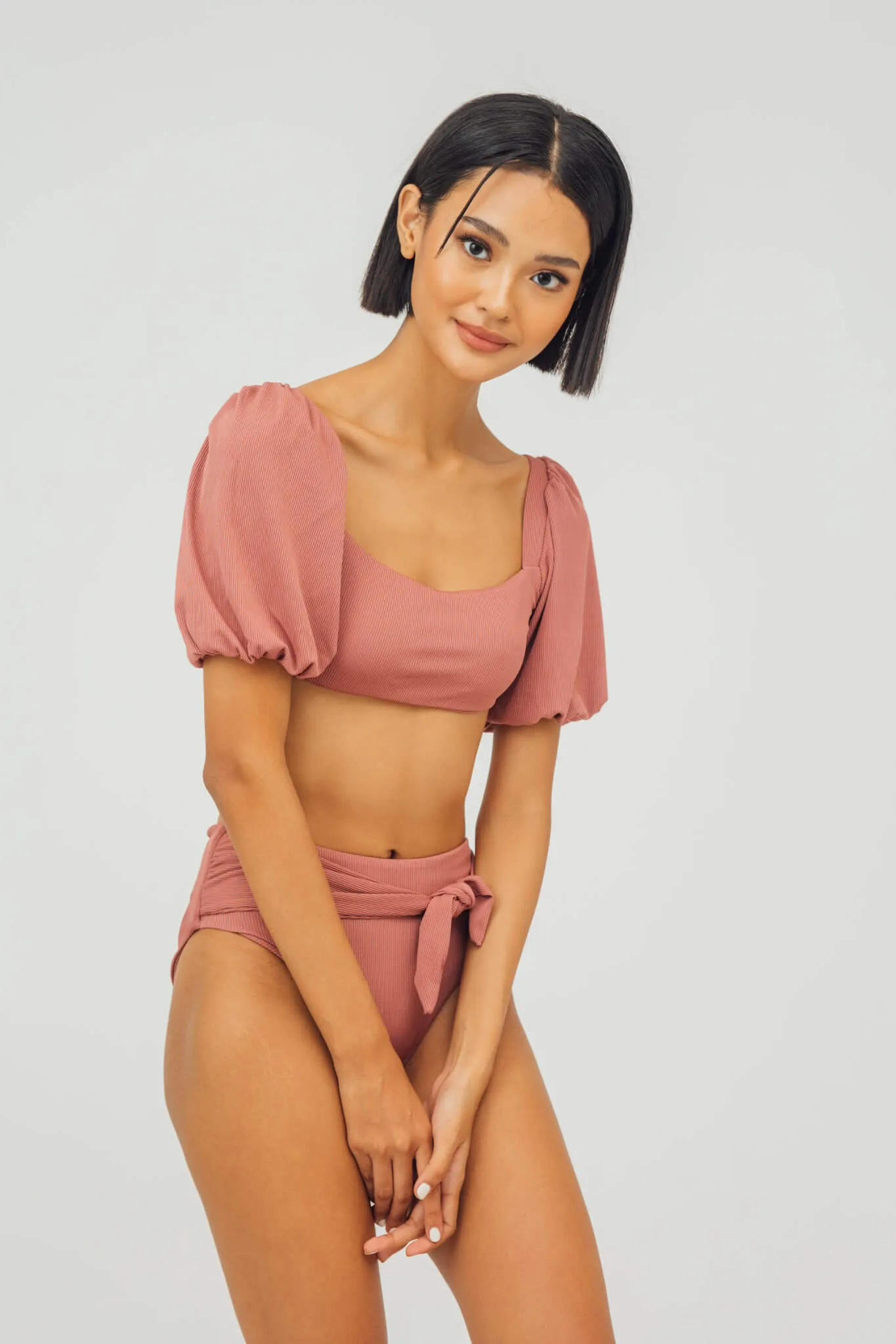 Nia Puff Sleeve Tie High Waist Bikini