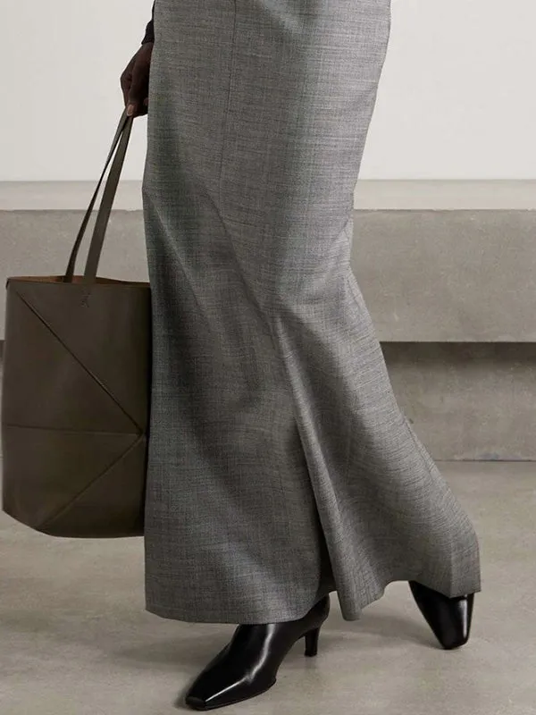 No Belt Solid Color Zipper Wrap Skirts Bottoms