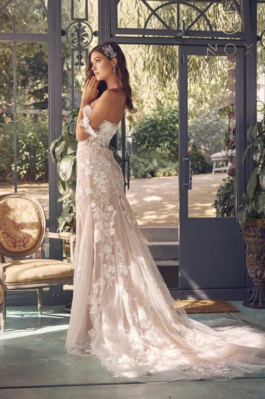 NOX ANABEL JE974 Off Shoulder Floral Applique Mermaid Bridal Gown