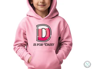 Personalized Long Sleeve Toddler Girls Autumn Hoodie With Initial D