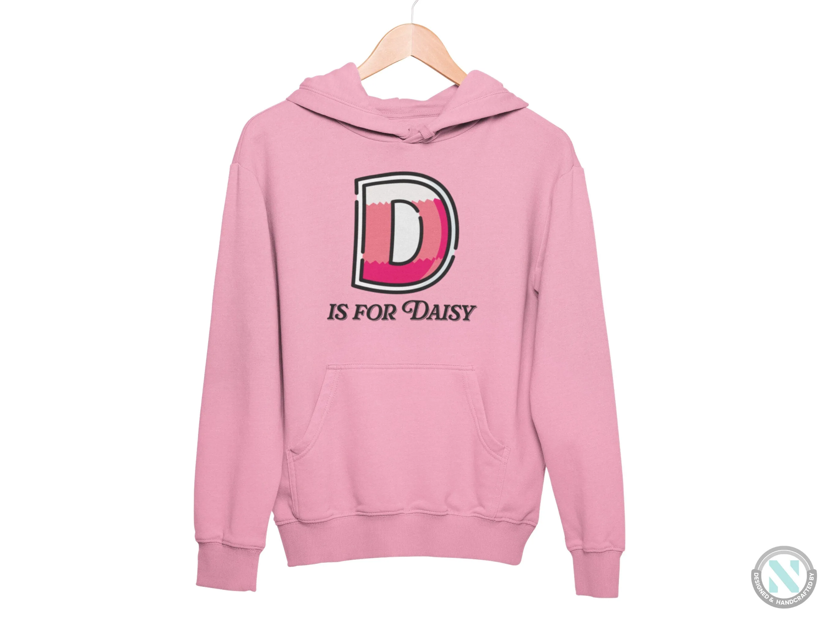 Personalized Long Sleeve Toddler Girls Autumn Hoodie With Initial D