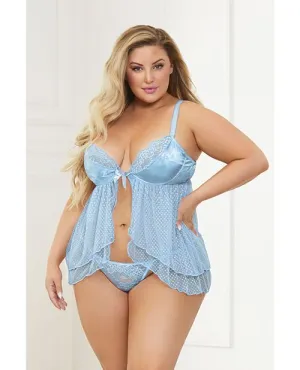 Plus Size Blue Polka Dot Teddy