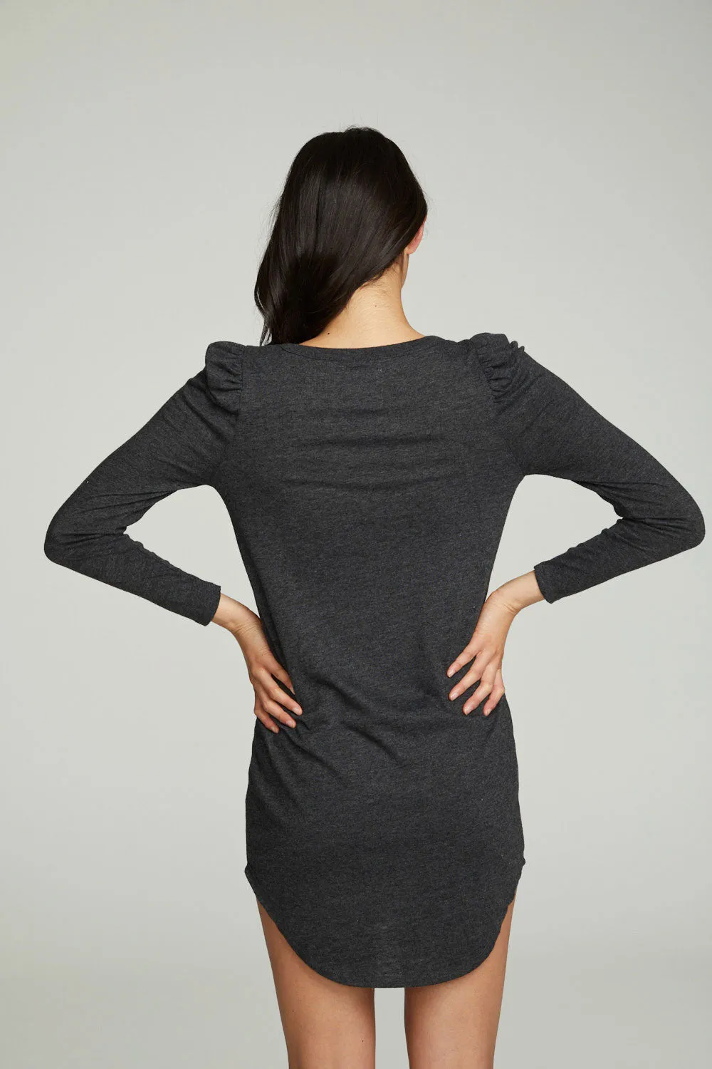 Puff Sleeve Shirttail Hi Lo Dress