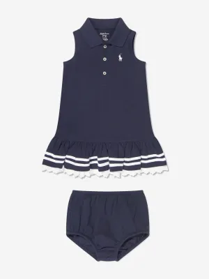 Ralph Lauren Baby Girls Sailor Polo Dress in Navy