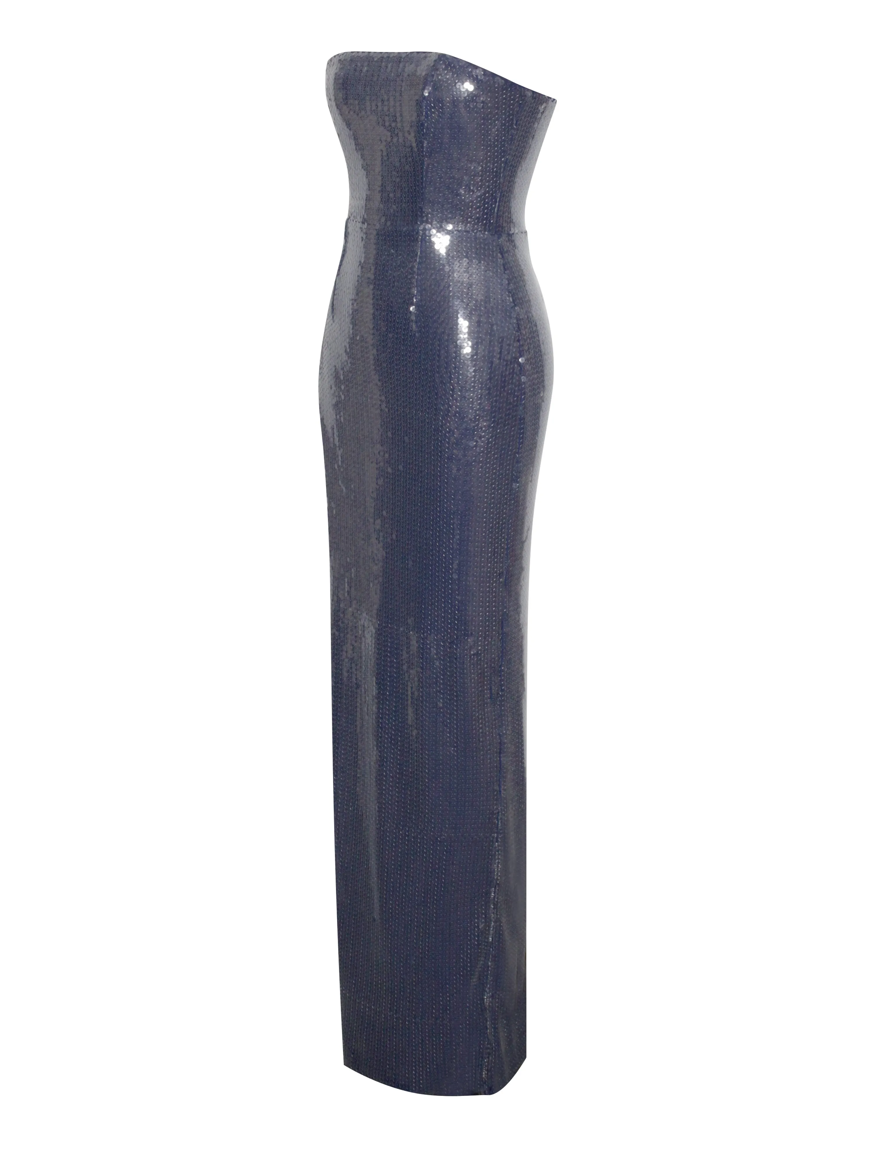Ramona Navy Sequin Strapless Graceful High Slit Maxi Dress