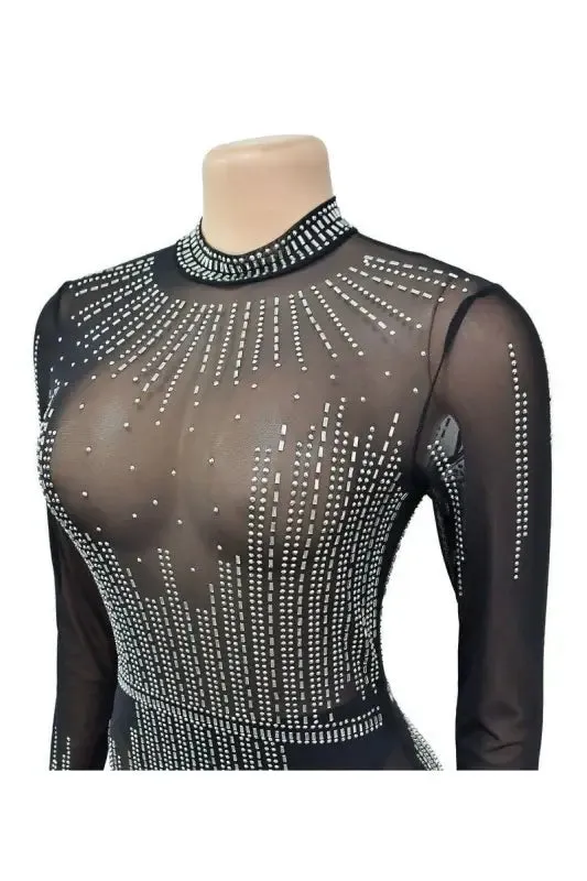 Rhinestone Glimmer Sleek Maxi Dress