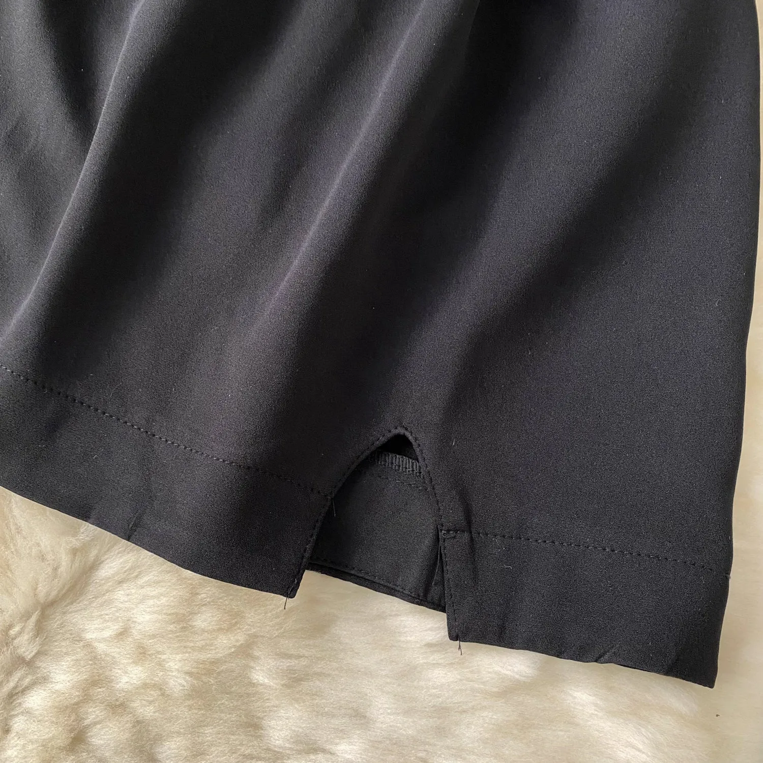 Simple Design Split Black Slip Dress