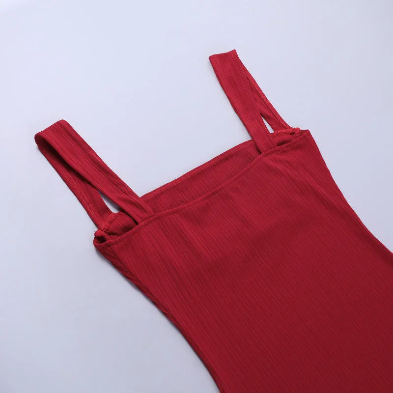 Simple Design Square Collar Slip Dress