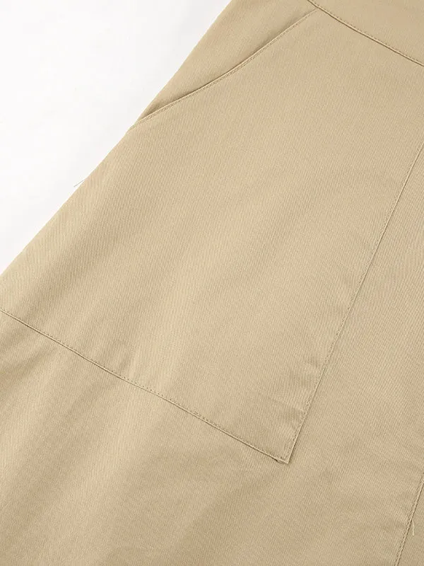 Solid Color Split-Joint A-Line High Waisted Skirts