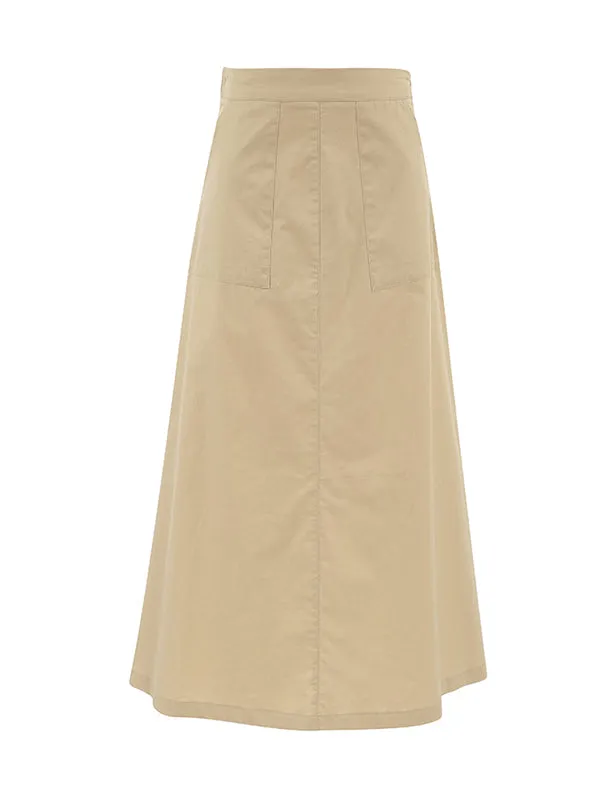 Solid Color Split-Joint A-Line High Waisted Skirts