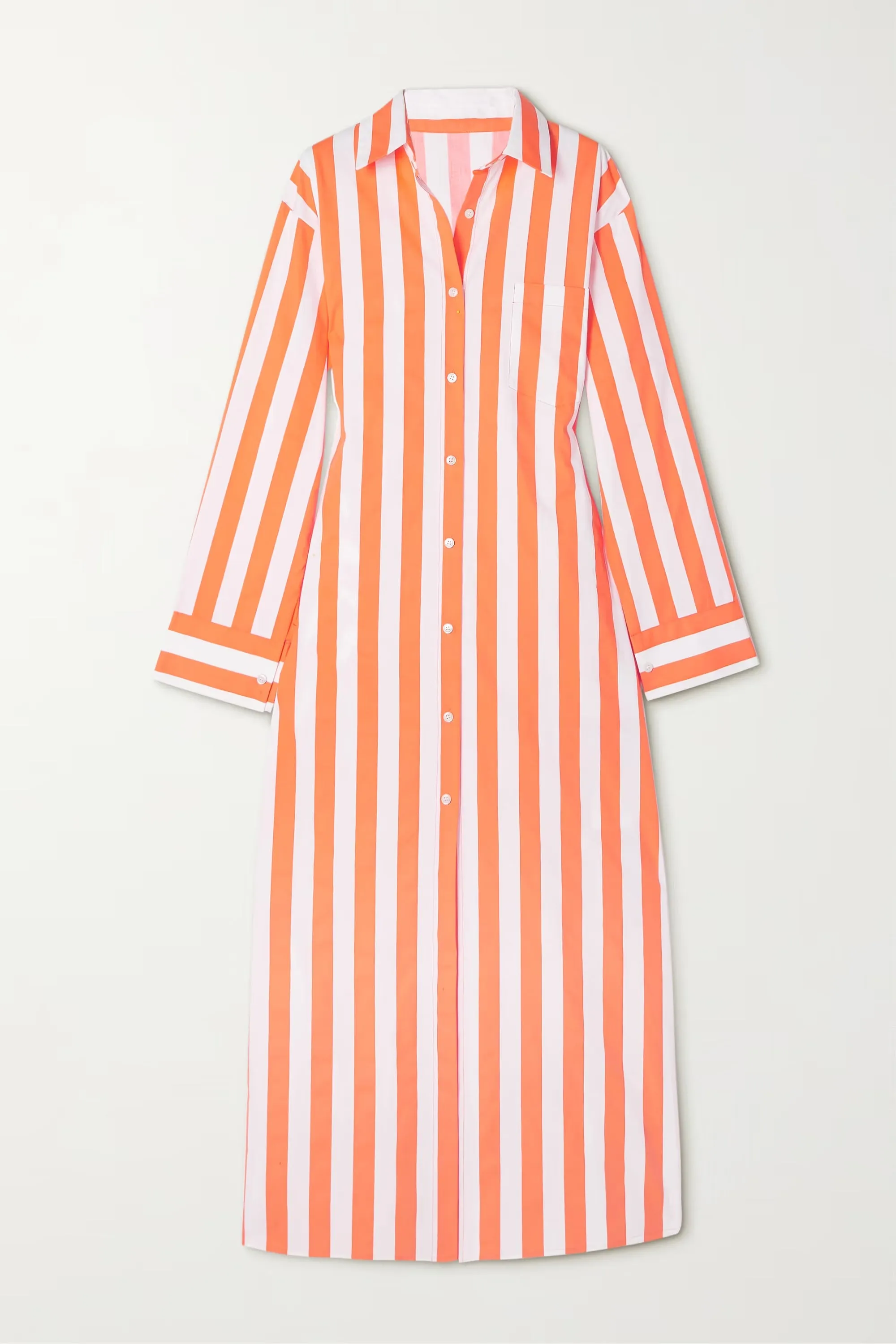 Spice Orange Striped Shirt Dress
