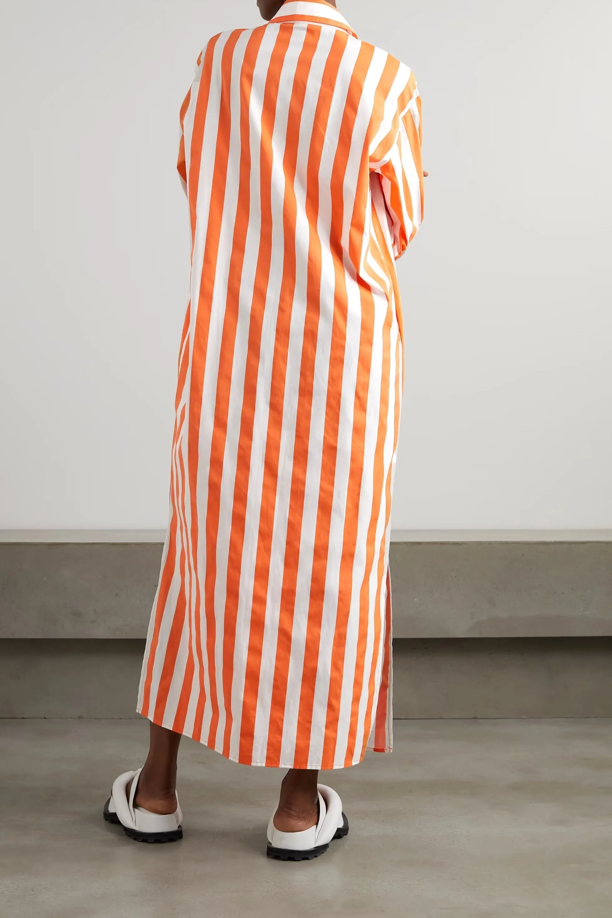 Spice Orange Striped Shirt Dress