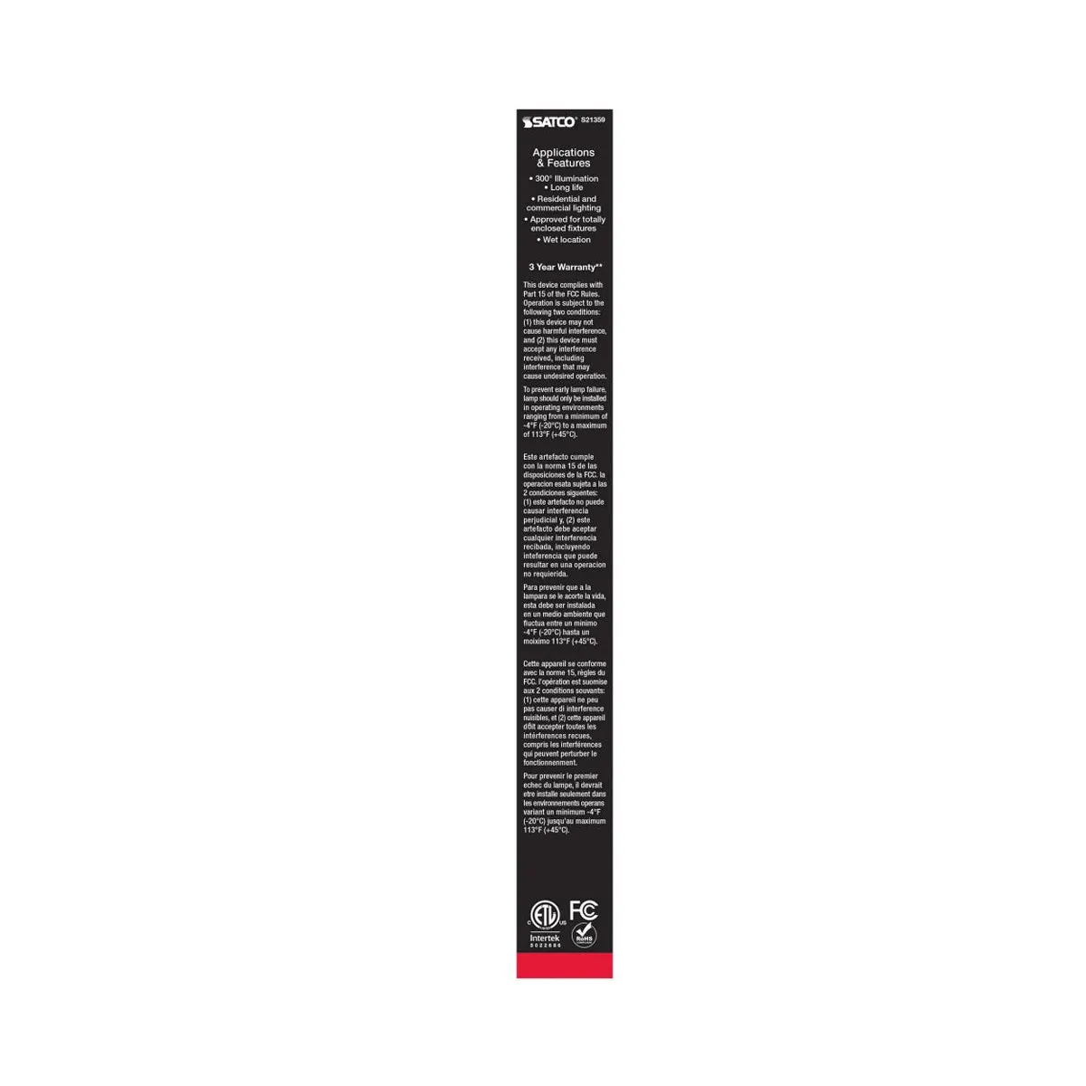 T9 LED Single Tube Bulb, 8W, 800 Lumens, 3000K, 60W Equal, E26 Medium, Clear Finish