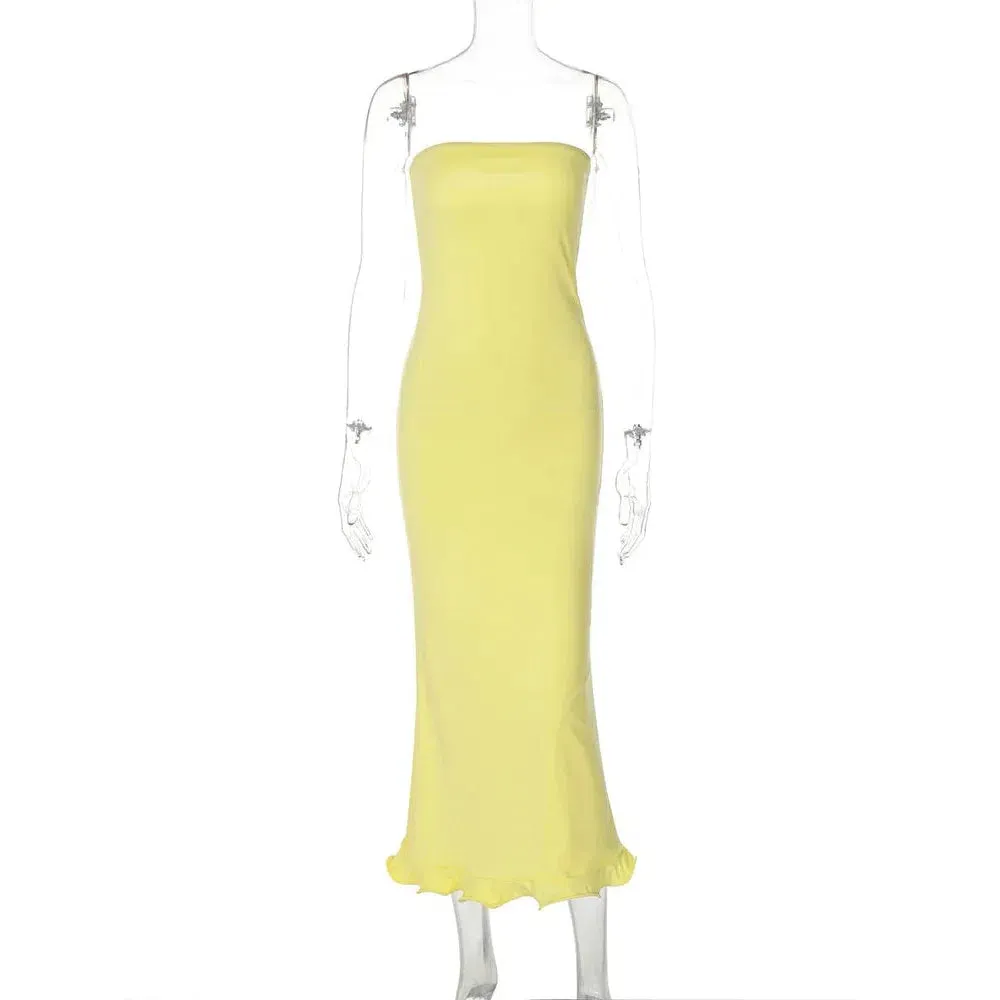 TARUXY Sexy Tube Top Sleeveless Long Dress For Women Elegant