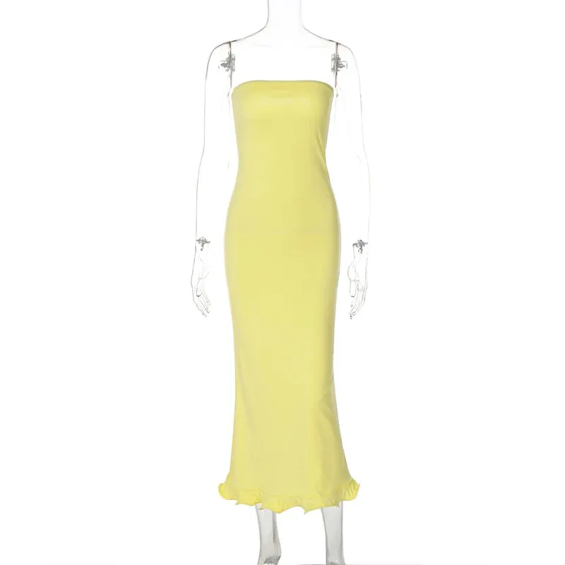 TARUXY Sexy Tube Top Sleeveless Long Dress For Women Elegant
