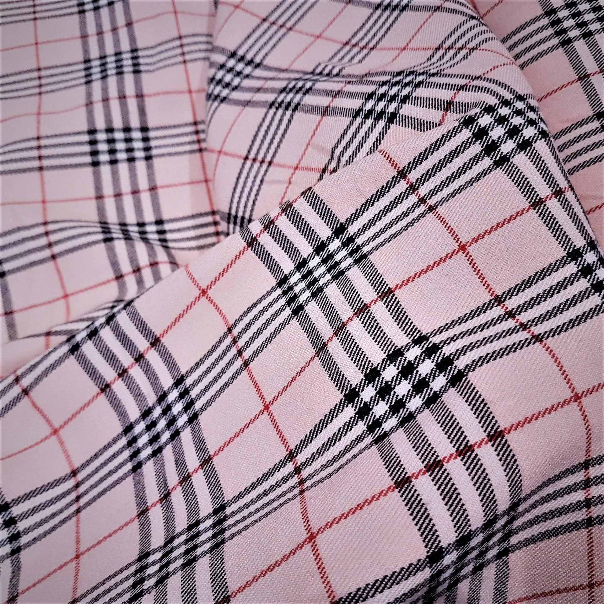 Thompson Light Pink Modern Tartan Fabric