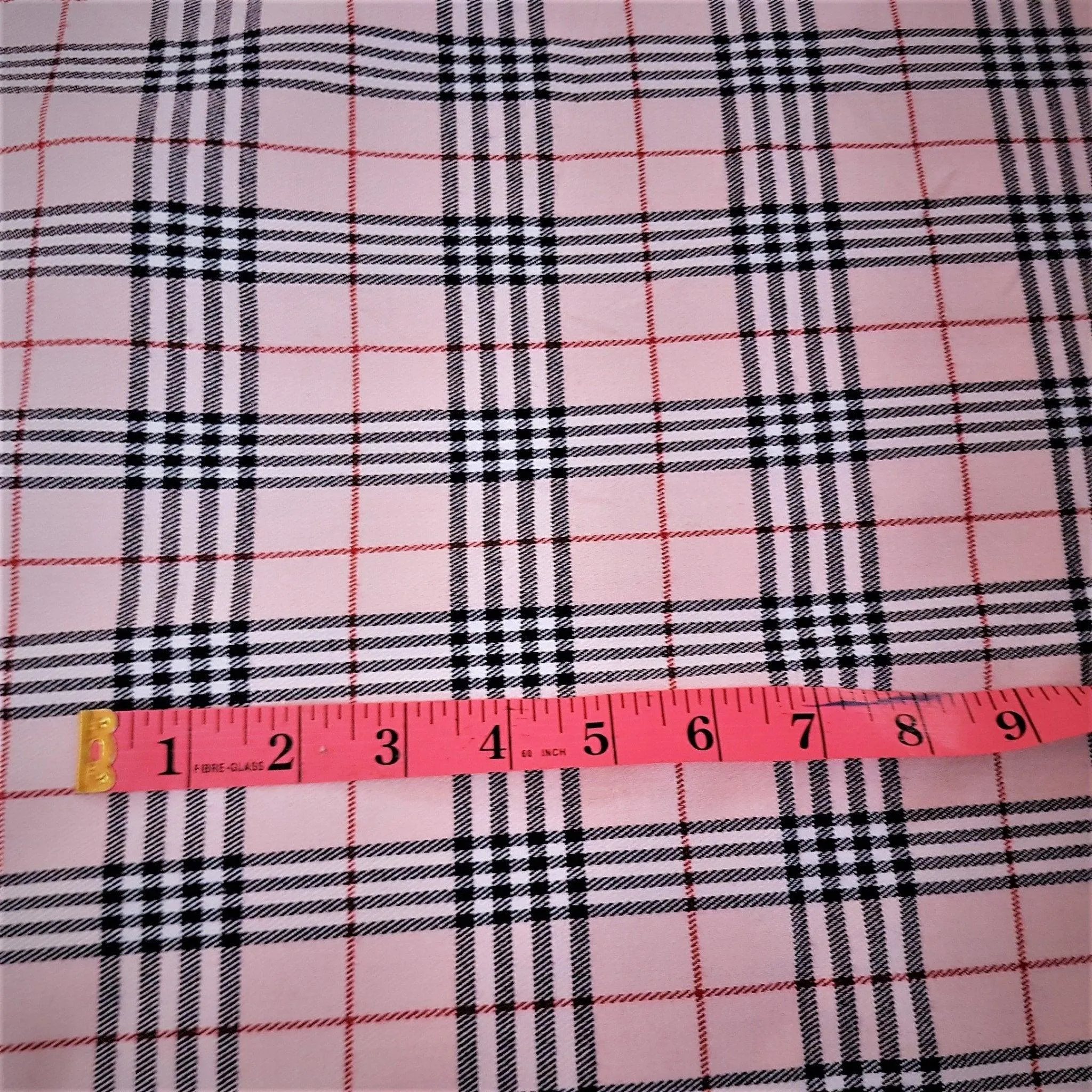 Thompson Light Pink Modern Tartan Fabric