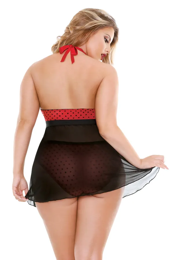 Valentina Halter Babydoll & Panty BlackRed 1x2x