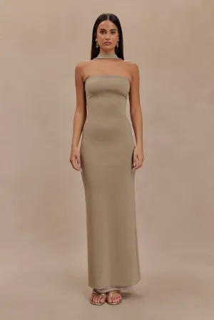 Velma Halter Collar Maxi Dress - Mushroom