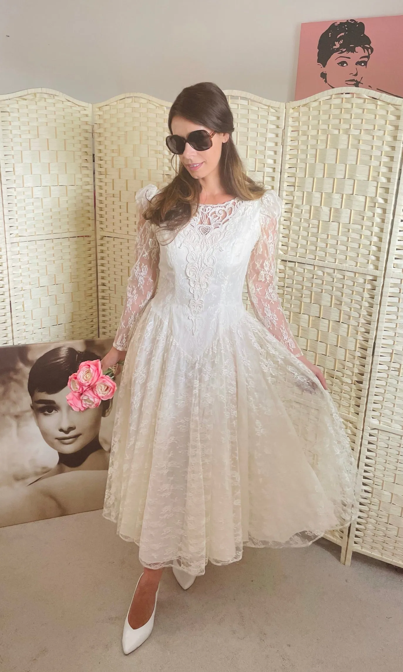 Vintage 1950's Style Ivory Wedding Dress
