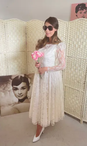 Vintage 1950's Style Ivory Wedding Dress