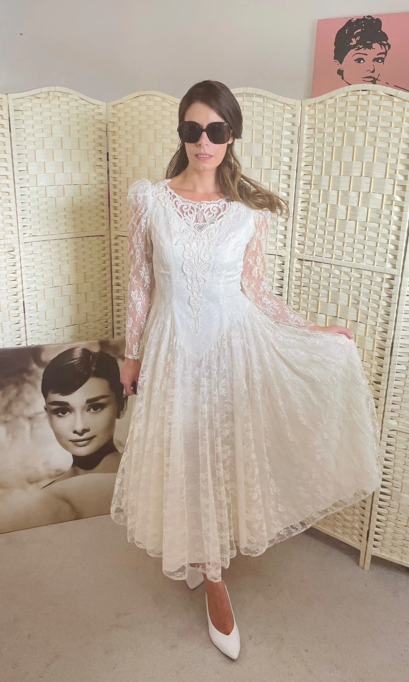 Vintage 1950's Style Ivory Wedding Dress