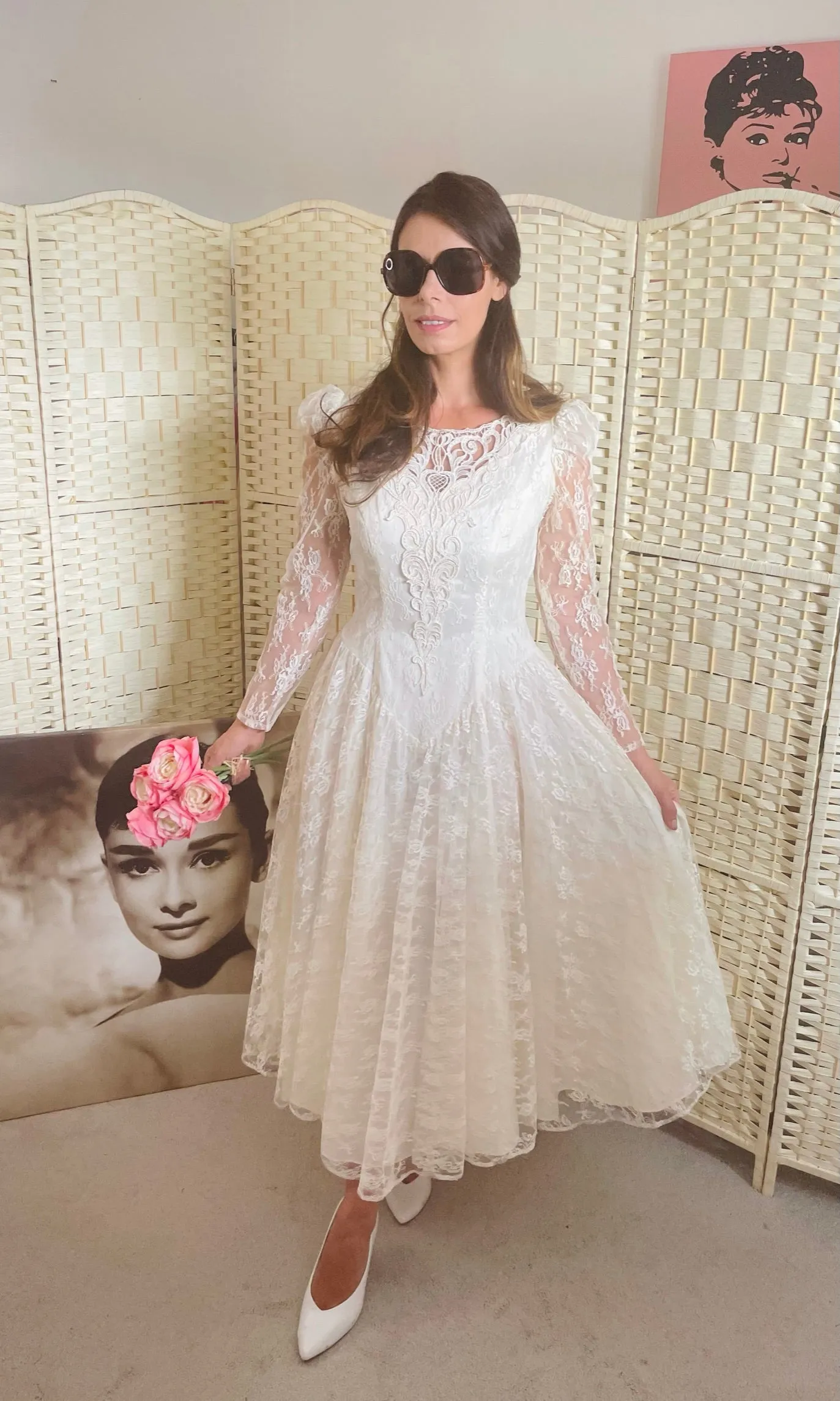 Vintage 1950's Style Ivory Wedding Dress