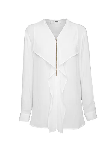 Zip Fold Front Shirt- Twig