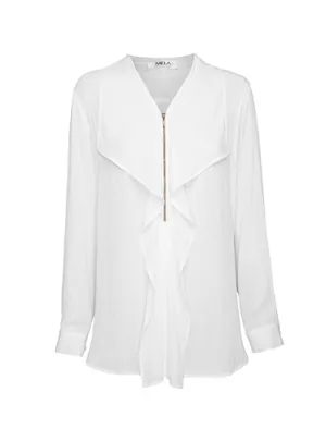 Zip Fold Front Shirt- Twig
